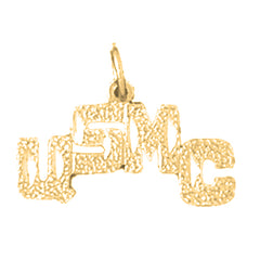 Yellow Gold-plated Silver Usmc Pendant