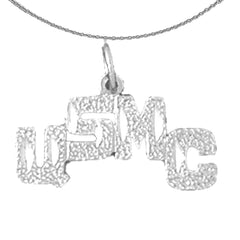 Sterling Silver Usmc Pendant (Rhodium or Yellow Gold-plated)