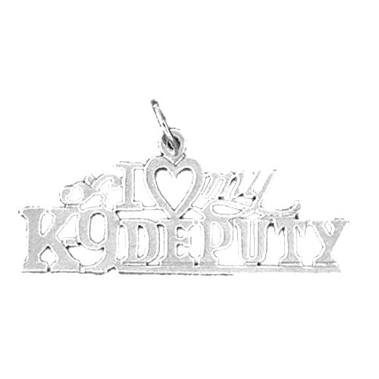 Sterling Silver I Love K-9 Deputy Pendant