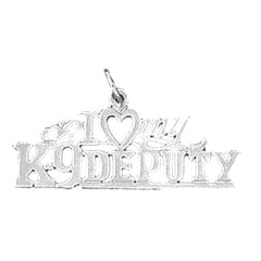 Sterling Silver I Love K-9 Deputy Pendant