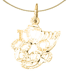 Sterling Silver I Love My Cop Pendant (Rhodium or Yellow Gold-plated)