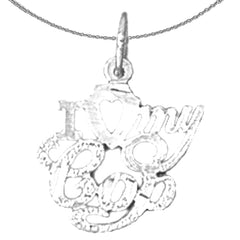 Sterling Silver I Love My Cop Pendant (Rhodium or Yellow Gold-plated)