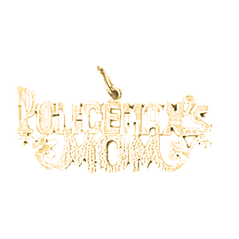Yellow Gold-plated Silver Policeman's Mom Pendant
