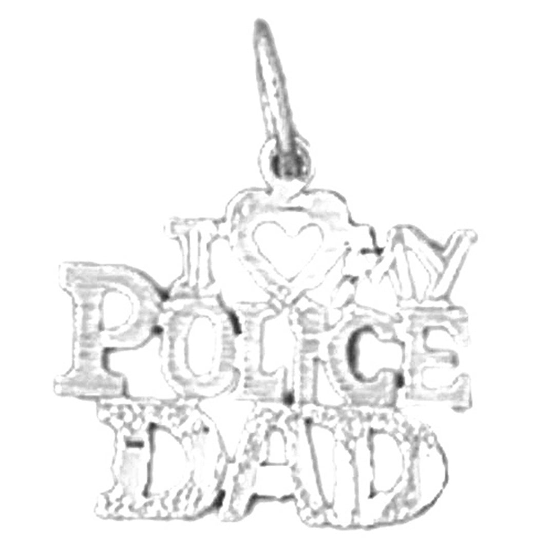 Sterling Silver I Love My Police Dad Pendant