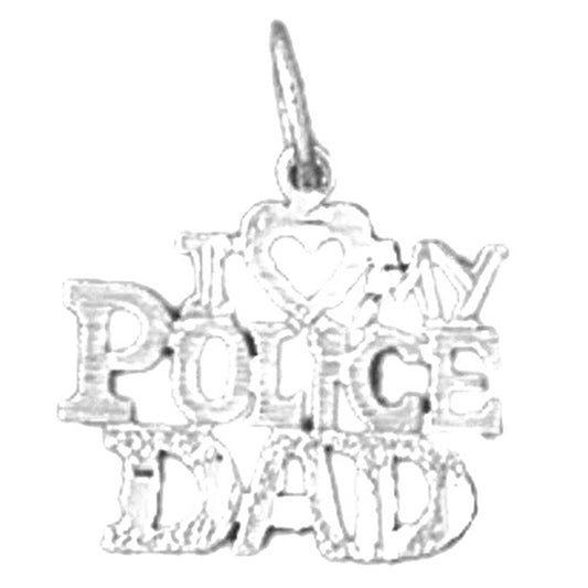 Sterling Silver I Love My Police Dad Pendant