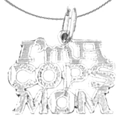 Sterling Silver I'M A Cops Mom Pendant (Rhodium or Yellow Gold-plated)
