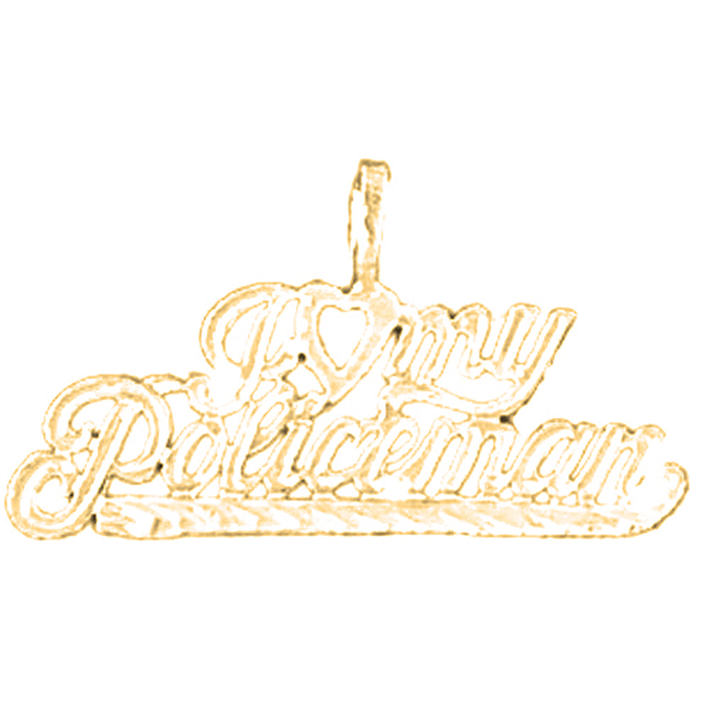 Yellow Gold-plated Silver I Love My Policeman Pendant