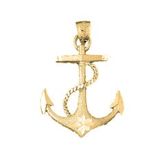 Yellow Gold-plated Silver Anchor With Rope Pendant