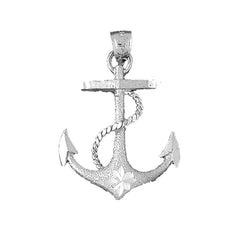Sterling Silver Anchor With Rope Pendant