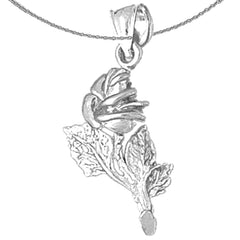 Sterling Silver Rose Pendant (Rhodium or Yellow Gold-plated)