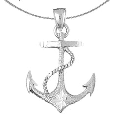 Ankeranhänger aus Sterlingsilber mit Seil (rhodiniert oder gelbvergoldet)