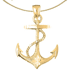 Ankeranhänger aus Sterlingsilber mit Seil (rhodiniert oder gelbvergoldet)