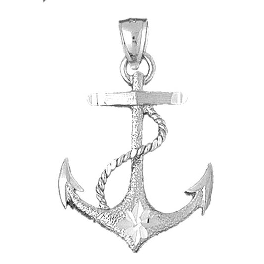 Sterling Silver Anchor With Rope Pendant