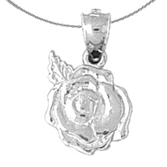 Sterling Silver Rose Pendant (Rhodium or Yellow Gold-plated)