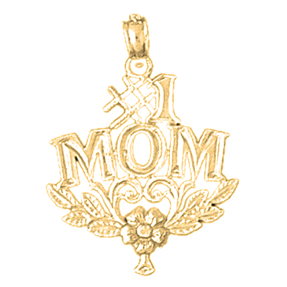 Yellow Gold-plated Silver #1 Mom Pendant