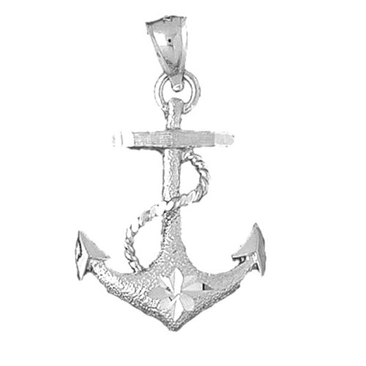 Sterling Silver Anchor With Rope Pendant