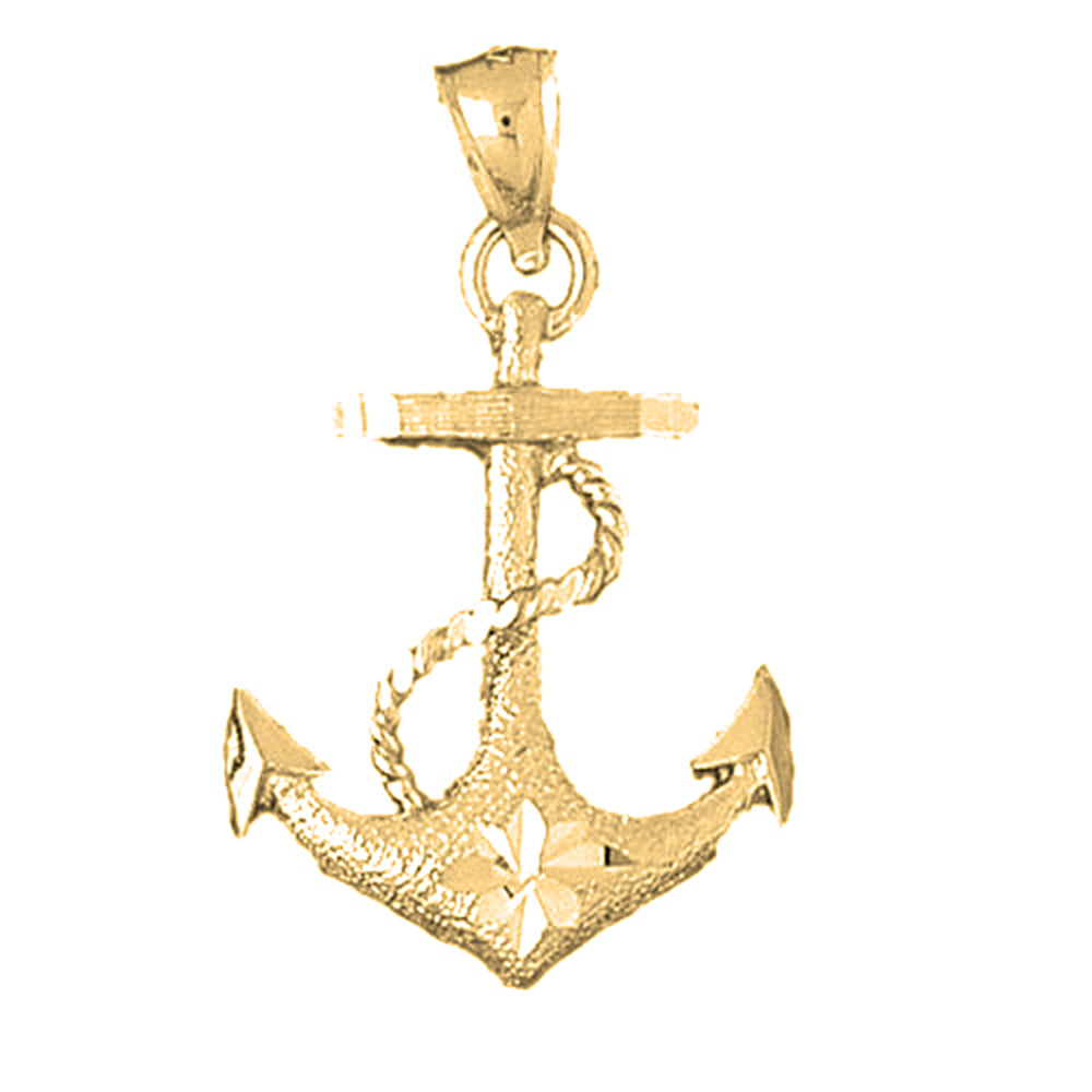 Yellow Gold-plated Silver Anchor With Rope Pendant