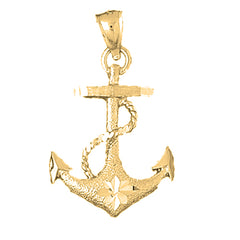Yellow Gold-plated Silver Anchor With Rope Pendant