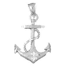 Sterling Silver Anchor With Rope Pendant