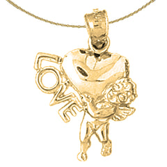 Colgante Amor con ángel de plata de ley (bañado en rodio o oro amarillo)