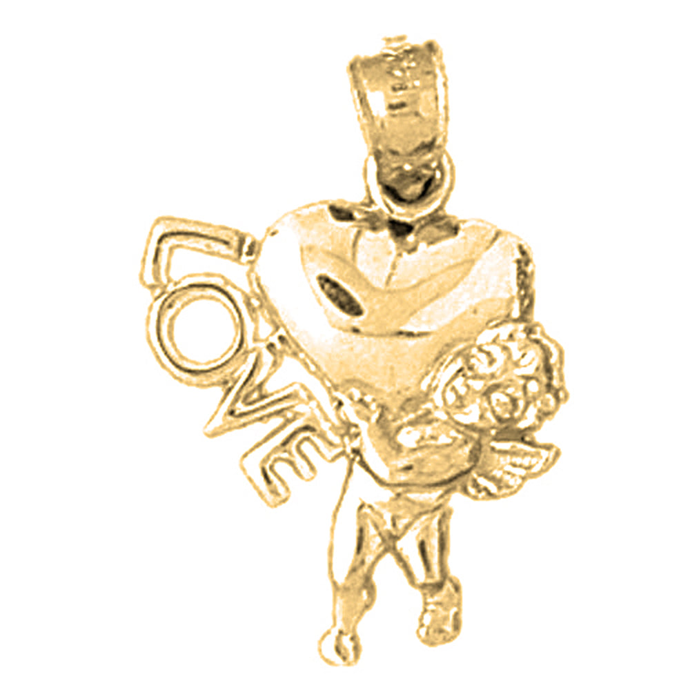 Yellow Gold-plated Silver Love With Angel Pendant