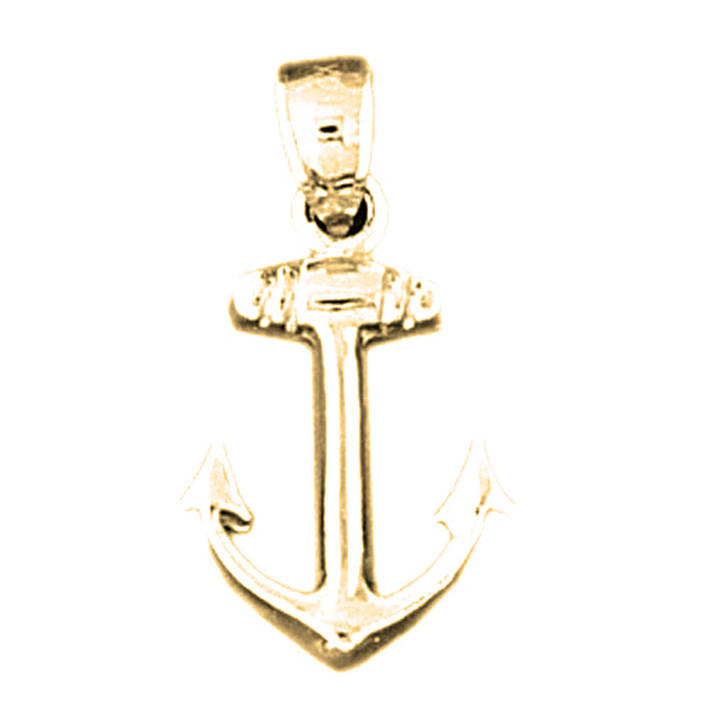 Yellow Gold-plated Silver Anchor Pendant