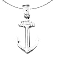 Ankeranhänger aus Sterlingsilber (rhodiniert oder gelbvergoldet)