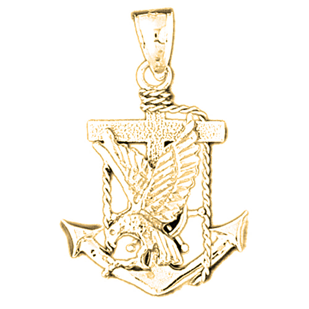 Yellow Gold-plated Silver Anchor Pendant