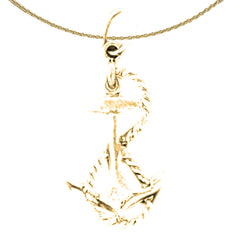 Sterling Silver 3D Anchor Pendant (Rhodium or Yellow Gold-plated)