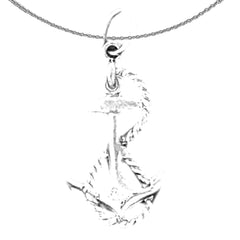 Sterling Silver 3D Anchor Pendant (Rhodium or Yellow Gold-plated)