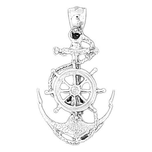 Sterling Silver Anchor And Wheel Pendant