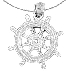 Sterling Silver Wheel Pendant (Rhodium or Yellow Gold-plated)