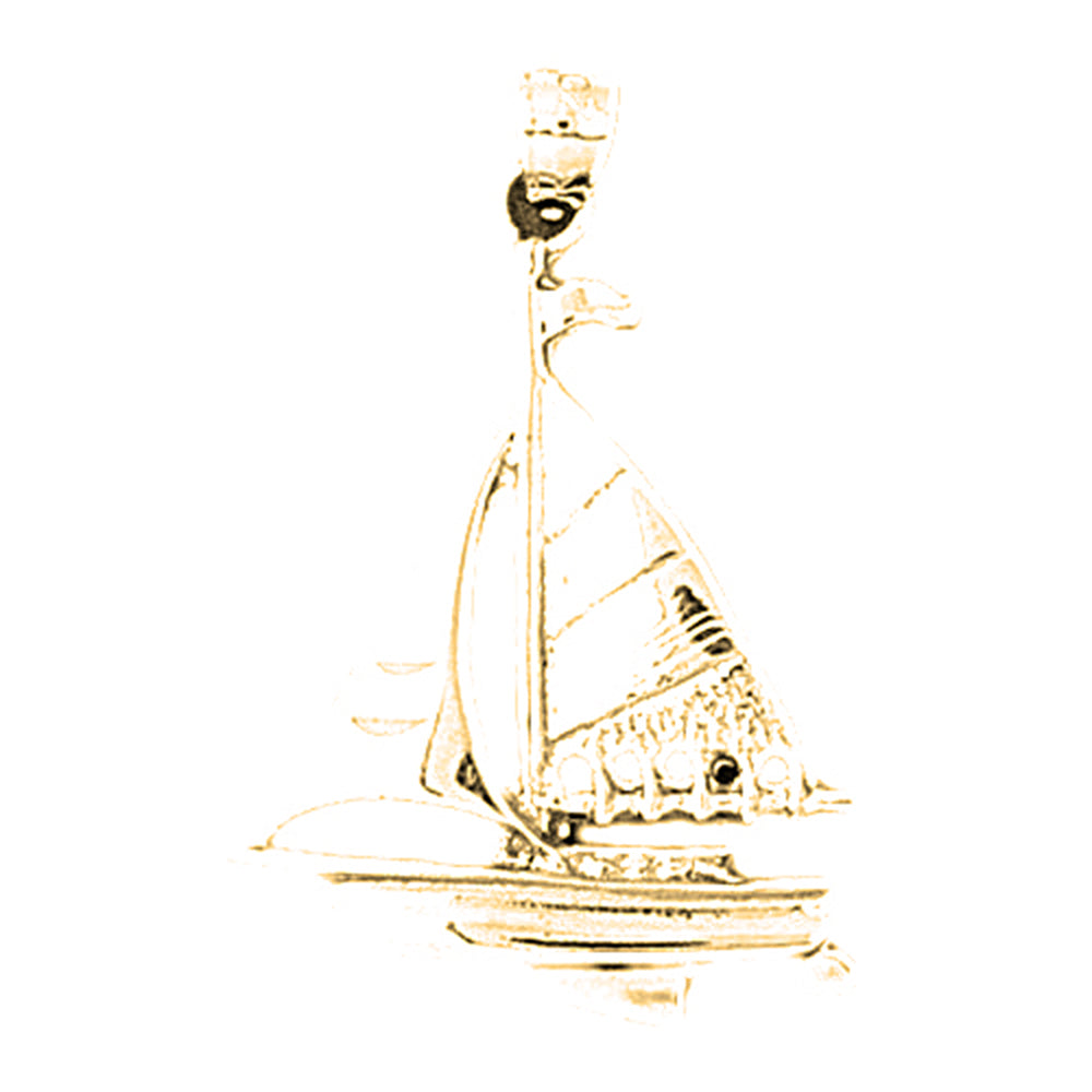 Yellow Gold-plated Silver Sailboat Pendant