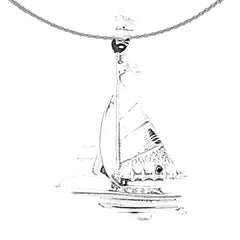 Colgante de velero de plata de ley (bañado en rodio o oro amarillo)