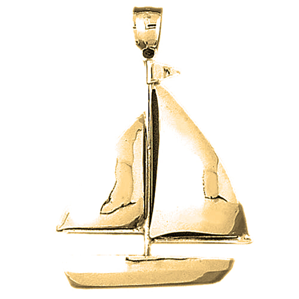 Yellow Gold-plated Silver Sailboat Pendant