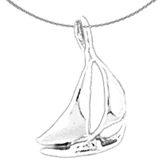Colgante de velero de plata de ley (bañado en rodio o oro amarillo)
