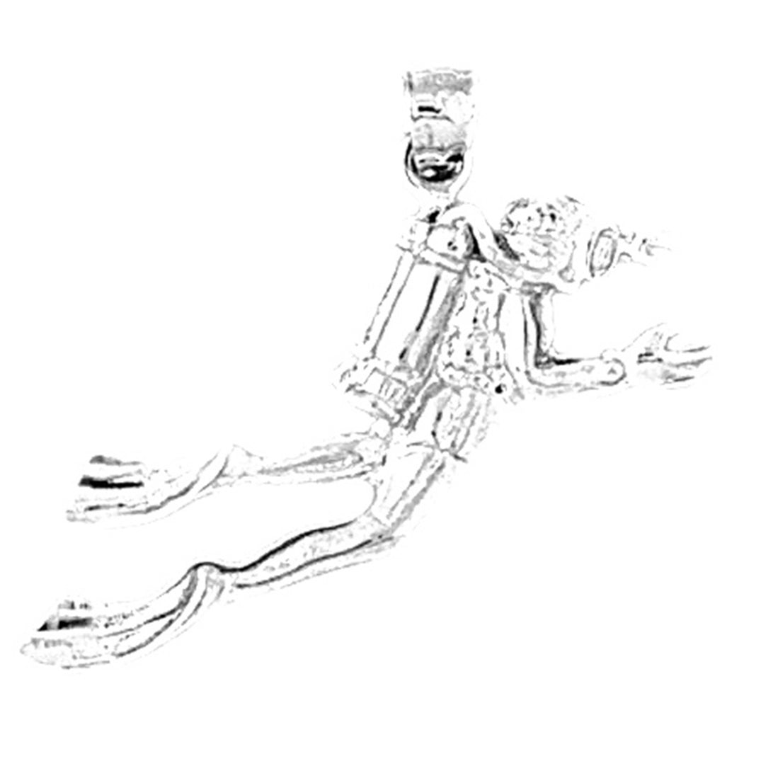 Sterling Silver Scuba Man Pendant