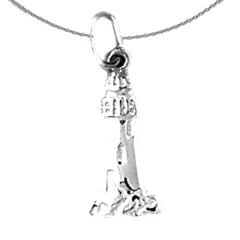 Sterling Silver Light Tower Pendant (Rhodium or Yellow Gold-plated)