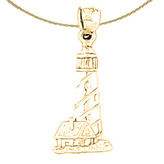 Sterling Silver Light Tower Pendant (Rhodium or Yellow Gold-plated)