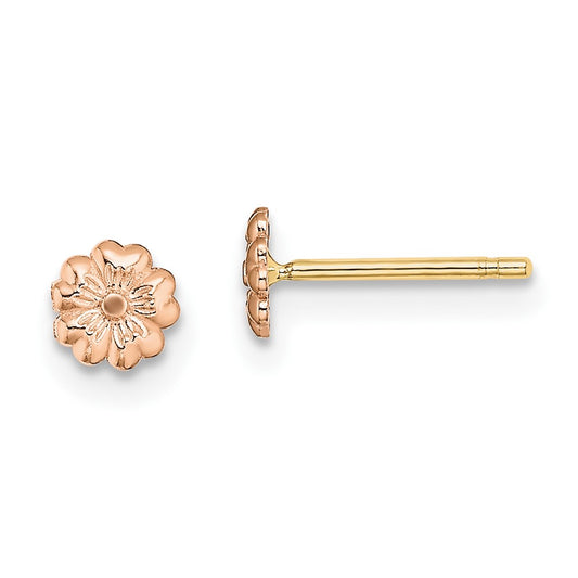 10K Rose Gold Flower Post Earrings