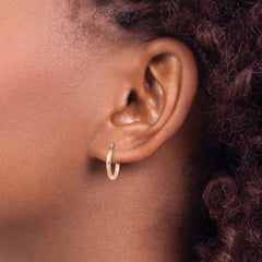 10K Rose Gold Polished 2mm Lightweight Tube Hoop Earrings