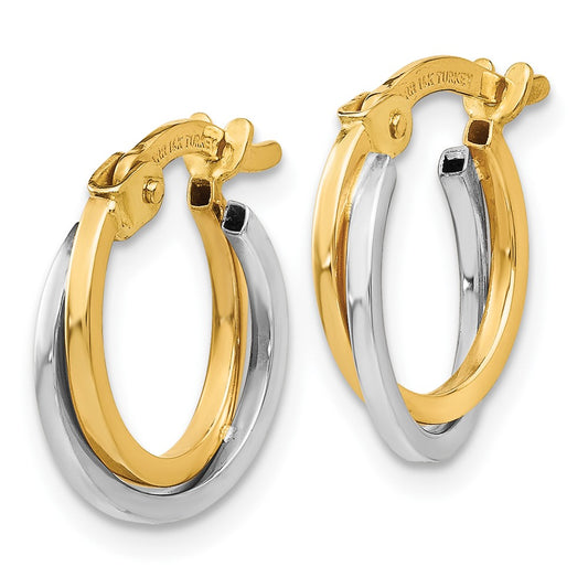 10K Two-Tone Gold Polished Hollow Hoop Earrings