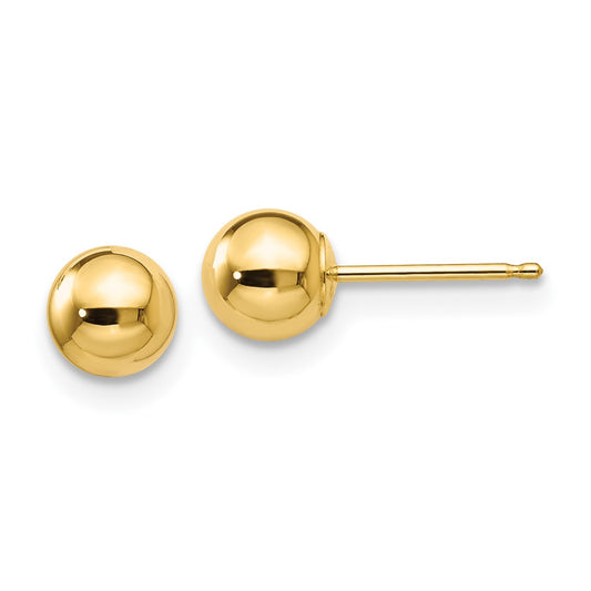 10K Yellow Gold Polished 5mm Ball Post Earrings