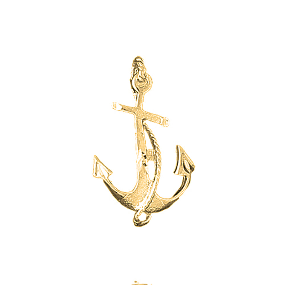 Yellow Gold-plated Silver Anchor With Rope Pendant