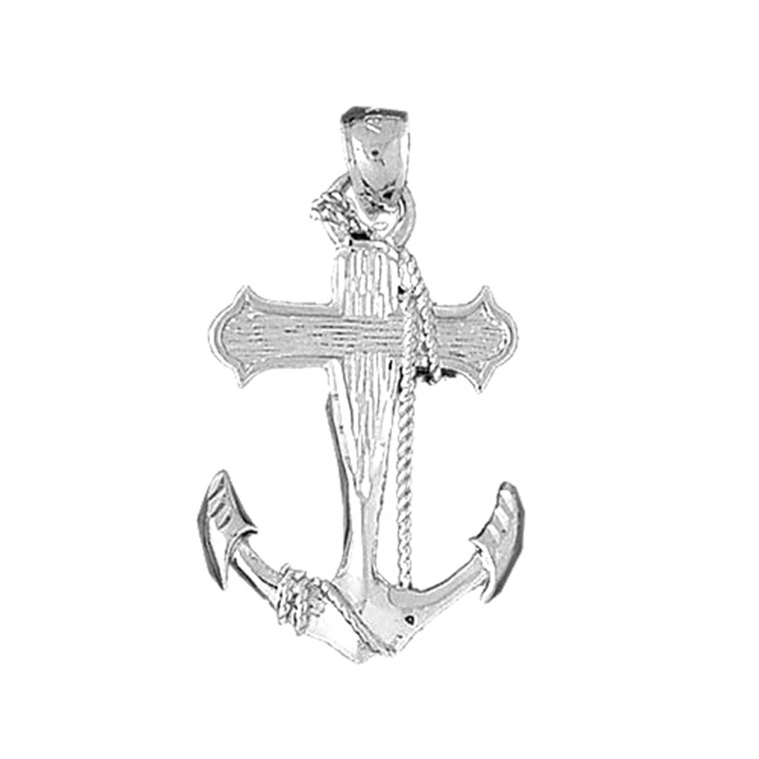 Sterling Silver Anchor With Rope Pendant