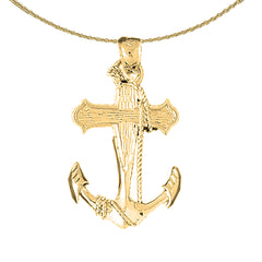 Ankeranhänger aus Sterlingsilber mit Seil (rhodiniert oder gelbvergoldet)