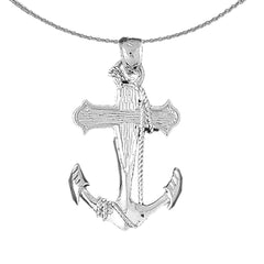 Ankeranhänger aus Sterlingsilber mit Seil (rhodiniert oder gelbvergoldet)