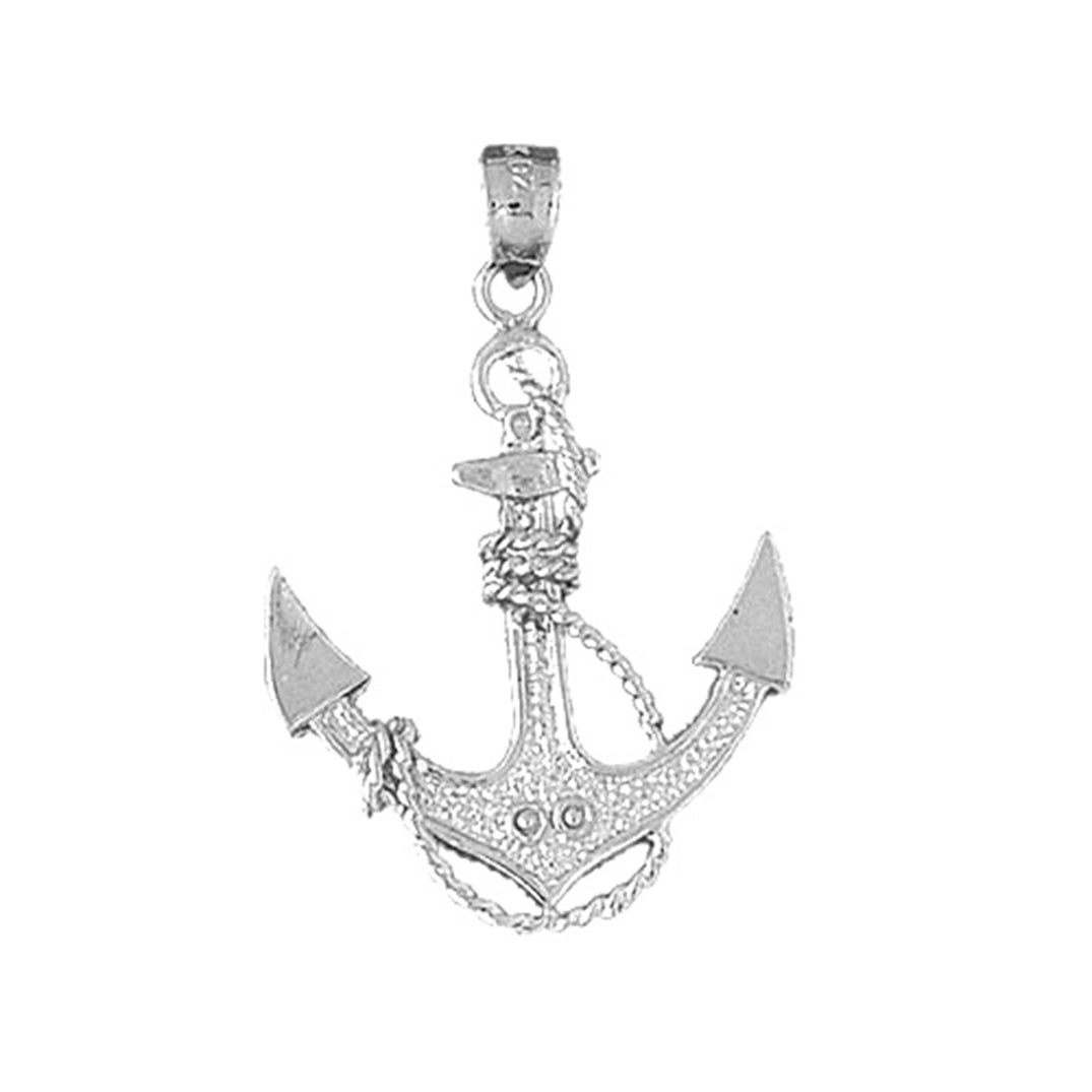 Sterling Silver Anchor With Rope Pendant