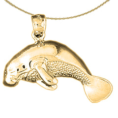 Sterling Silver Manitee Pendant (Rhodium or Yellow Gold-plated)