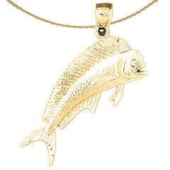 Sterling Silver Mahi Mahi Pendant (Rhodium or Yellow Gold-plated)